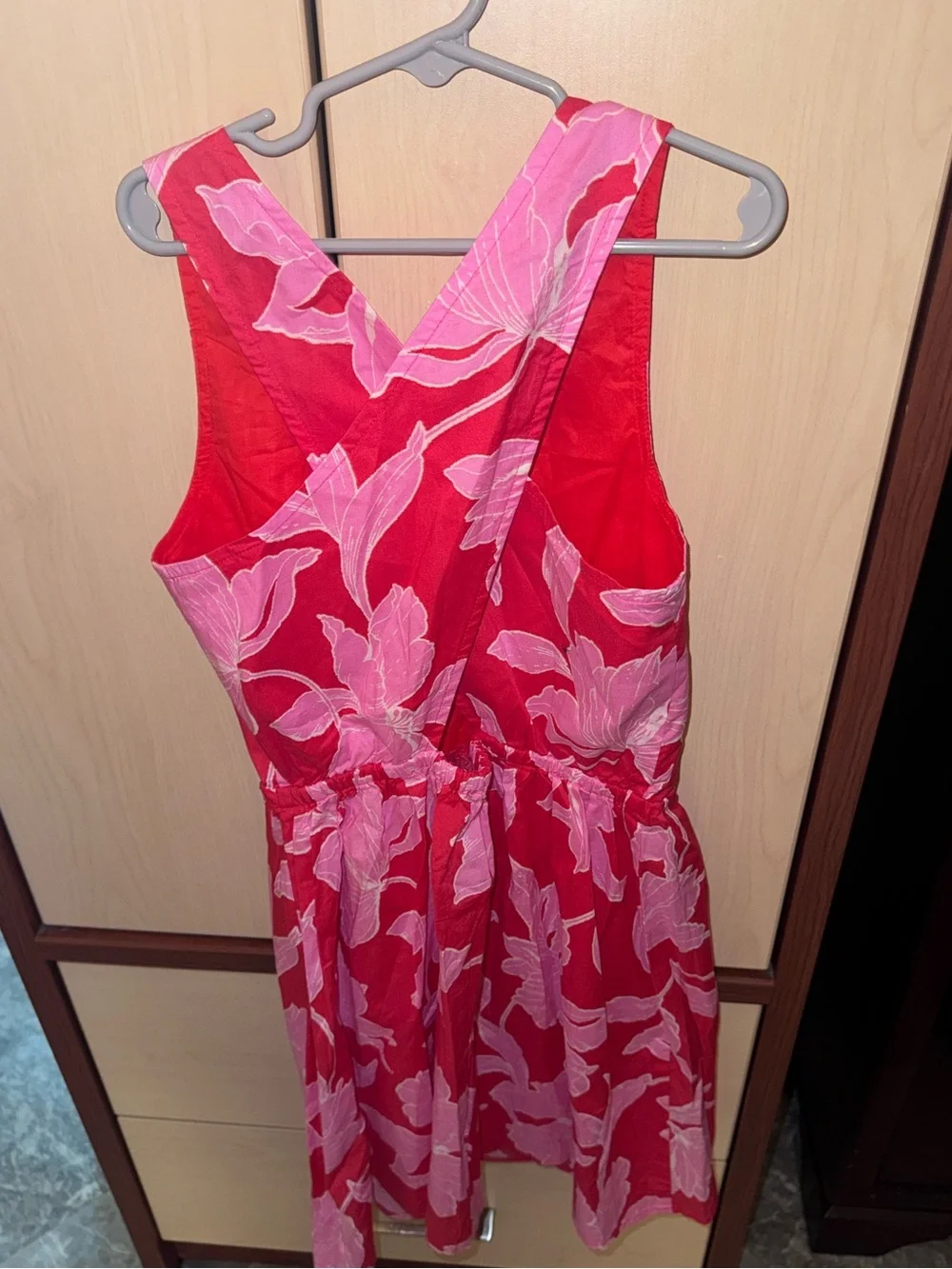 GAP Kids Girls Floral Romper Size 10 L Pink Red Crisscross Back NWT